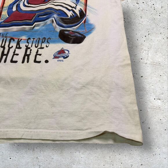 Vtg Colorado Avalanche NHL T-Shirt College Concepts Signed Adam Deadmarsh Sz M - Picture 5 of 8